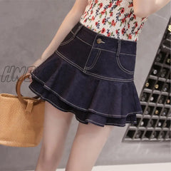 Hnewly Retro Denim Shorts Skirt Women Summer Streetwear Ladies Short Skirts Jeans Casual All Match