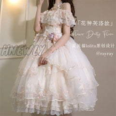 Hnewly Retro Lolita Jsk Dress Japanese Women Sweet Lace Floral Embroidery Princess Wedding Dresses