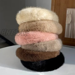 Hnewly Retro Winter Imitation Mink Fur Faux Hairbands Women Girls Plush Widen Thicken Soft Hair