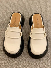 Hnewly - Round-Toe Loafers Platform Shoes Slippers&Mules Off White / Us 6 | Eu 36 2/3 Uk 4 Cn