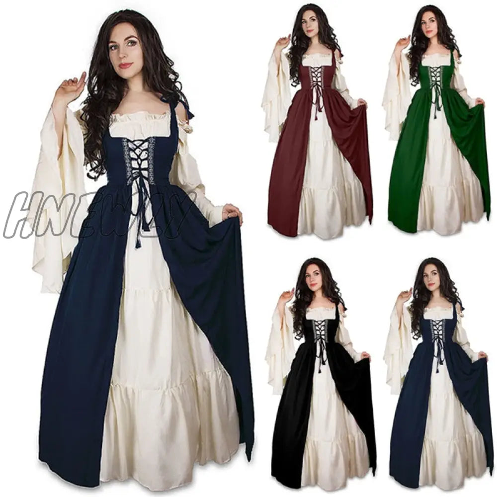 Hnewly S-6Xl Medieval Punk Dress Cosplay Halloween Costumes Women Palace Carnival Party Disguise