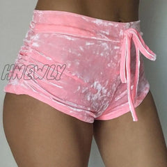Hnewly S-Xl Women Velvet Drawstring Shorts Casual High Waist Winter Sexy Skinny Booty Feminino