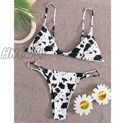 Hnewly Sexy Bikini Mujer New Cow Print Swimsuit Women Two Pieces Push Up Biquini Brazilian Swimming