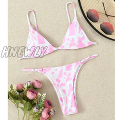 Hnewly Sexy Bikini Mujer New Cow Print Swimsuit Women Two Pieces Push Up Biquini Brazilian Swimming
