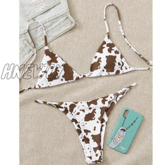 Hnewly Sexy Bikini Mujer New Cow Print Swimsuit Women Two Pieces Push Up Biquini Brazilian Swimming