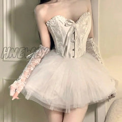 Hnewly Sexy Bunny Angel Halloween Costumes Women V-Neck Camisole Crop Tops Mesh A-Skirt Suit Fairy