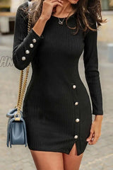 Hnewly - Sexy Button Dress(3 Colors) S / Black