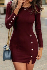 Hnewly - Sexy Button Dress(3 Colors) S / Red