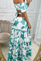 Hnewly - Sexy Elegant Print Frenulum Off The Shoulder Printed Dress Dresses(4 Colors) Dresses/Print