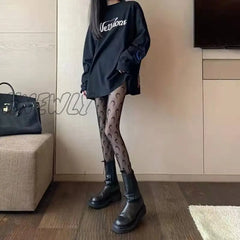 Hnewly Sexy Gothic Tights Pantyhose Women Fashion Punk Style Hole Fishnet Stockings Anime Lolita
