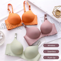 Hnewly Sexy One-Piece Bra Women Wireless Breathable Underwear Gather Push Up Simple Lingerie