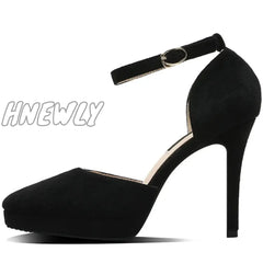 Hnewly Sexy Platform 10Cm High Heels Thin Pointed Toe Women Single Shoes Word Buckle Pumps Mid