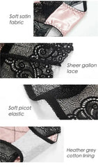 Hnewly Sexy Satin Lace Panties Women’s Underwear Transparent Sheer Briefs Tangas Knickers Soft