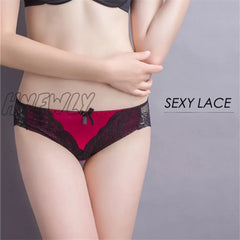 Hnewly Sexy Satin Lace Panties Women’s Underwear Transparent Sheer Briefs Tangas Knickers Soft