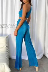 Hnewly - Sexy Simplicity Solid Oblique Collar Sleeveless Two Pieces Pieces/Two-Piece Pants Set