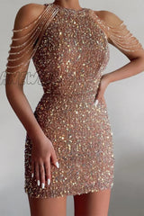 Hnewly - Sexy Solid Sequins Patchwork Strapless Wrapped Skirt Dresses(4 Colors) Dresses/Party And