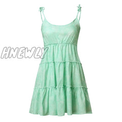 Hnewly Sexy Spaghetti Strap Women Summer Dress Casual Beach Sundress Green Large Size Dresses Lace