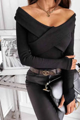 Hnewly - Sexy V-Neck Strapless Striped Tie Tops(3 Colors) S / Black Tops