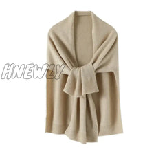 Hnewly Shawl Knitted Tops Cape Autumn Winter New Korean Fashion Sweter Damski Warm Wild Solid Scarf