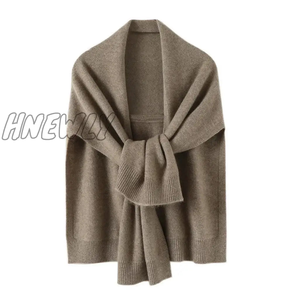Hnewly Shawl Knitted Tops Cape Autumn Winter New Korean Fashion Sweter Damski Warm Wild Solid Scarf