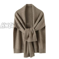 Hnewly Shawl Knitted Tops Cape Autumn Winter New Korean Fashion Sweter Damski Warm Wild Solid Scarf