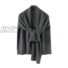 Hnewly Shawl Knitted Tops Cape Autumn Winter New Korean Fashion Sweter Damski Warm Wild Solid Scarf