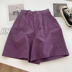 Hnewly Shorts Women Loose L-4Xl Students Trouser Simple Soft Daily Solid Fashion Designer Leisure