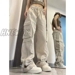 Hnewly Side Pocket Cargo Pants Women’s Trousers Baggy Y2K High Waist For Lovers Straight Casual