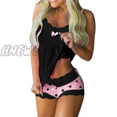 Hnewly Silk Pajamas For Women Pyjama Sets 2 Piece Lace Underwear Summer Pijama Suits Shorts Breve