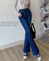 Hnewly Skinny Bell Bottom Jeans High Waist Stretch Straight Slim Fit Flared Denim Pants Fashion