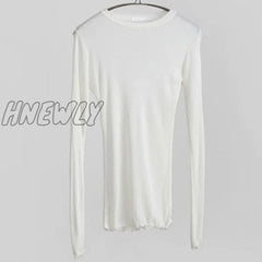 Hnewly Slim High Quality Plain T Shirt Women Cotton Elastic Basic T - Shirts Female Casual Tops