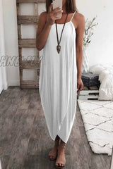 Hnewly - Solid Color Knitted Loose And Irregular Midi Dress(3 Colors) S / White Dresses/Midi Dresses