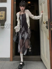 Hnewly Spaghetti Strap Dresses Women Vintage Party Sexy Slim Personality Stylish Summer Streetwear