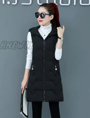 Hnewly Spring Autumn Women Vest Cotton Waistcoat Plus Size 3Xl Long Section New Slim Padded Coat