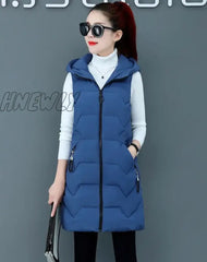 Hnewly Spring Autumn Women Vest Cotton Waistcoat Plus Size 3Xl Long Section New Slim Padded Coat