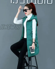 Hnewly Spring Autumn Women Vest Cotton Waistcoat Plus Size 3Xl Long Section New Slim Padded Coat