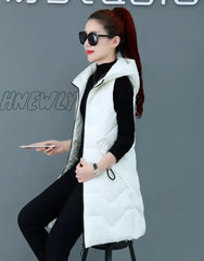 Hnewly Spring Autumn Women Vest Cotton Waistcoat Plus Size 3Xl Long Section New Slim Padded Coat