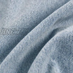 Hnewly - Spring Button-Neck Off-Shoulder Long-Sleeved Denim Shirt Tops