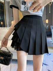 Hnewly Spring Fashion Pleated Skirts Women Summer Party All-Match School Girls Clothing Vintage
