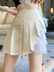 Hnewly Spring Fashion Pleated Skirts Women Summer Party All-Match School Girls Clothing Vintage