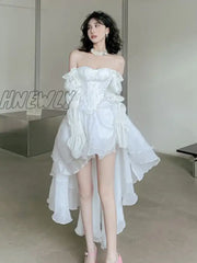 Hnewly Spring New Elegant Long Sleeve Fairy Dresses For Women Fashion Casual Sexy Party Dress