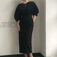 Hnewly Spring New Elegant Office Ladies Bodycon Dress Fashion Sexy Solid Color Women Slim Midi