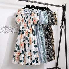 Hnewly Spring Summer Short Sleeve Casual Dresses Female Elastic Waist Pleated Backless Chiffon
