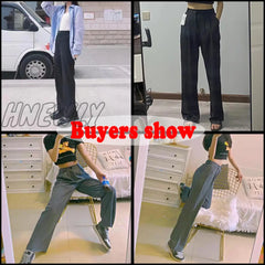 Hnewly Spring Summer Women’s Wide Leg Pants Loose High Waist Casual Trousers Woman Korean Style