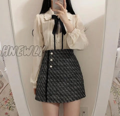Hnewly Spring Women’s Cute Tops Preppy Style Vintage Japaneses Korea Design Button Elegant Formal