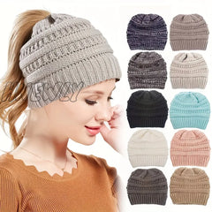 Hnewly Stay Warm And Stylish With This Brimless Thermal High Bun Ponytail Winter Beanie Hat!