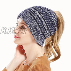 Hnewly Stay Warm And Stylish With This Brimless Thermal High Bun Ponytail Winter Beanie Hat!