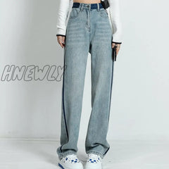 Hnewly Straight Leg Jeans Womenâs Spring And Summer Thin 2024 New High Waist Loose Wide Pants