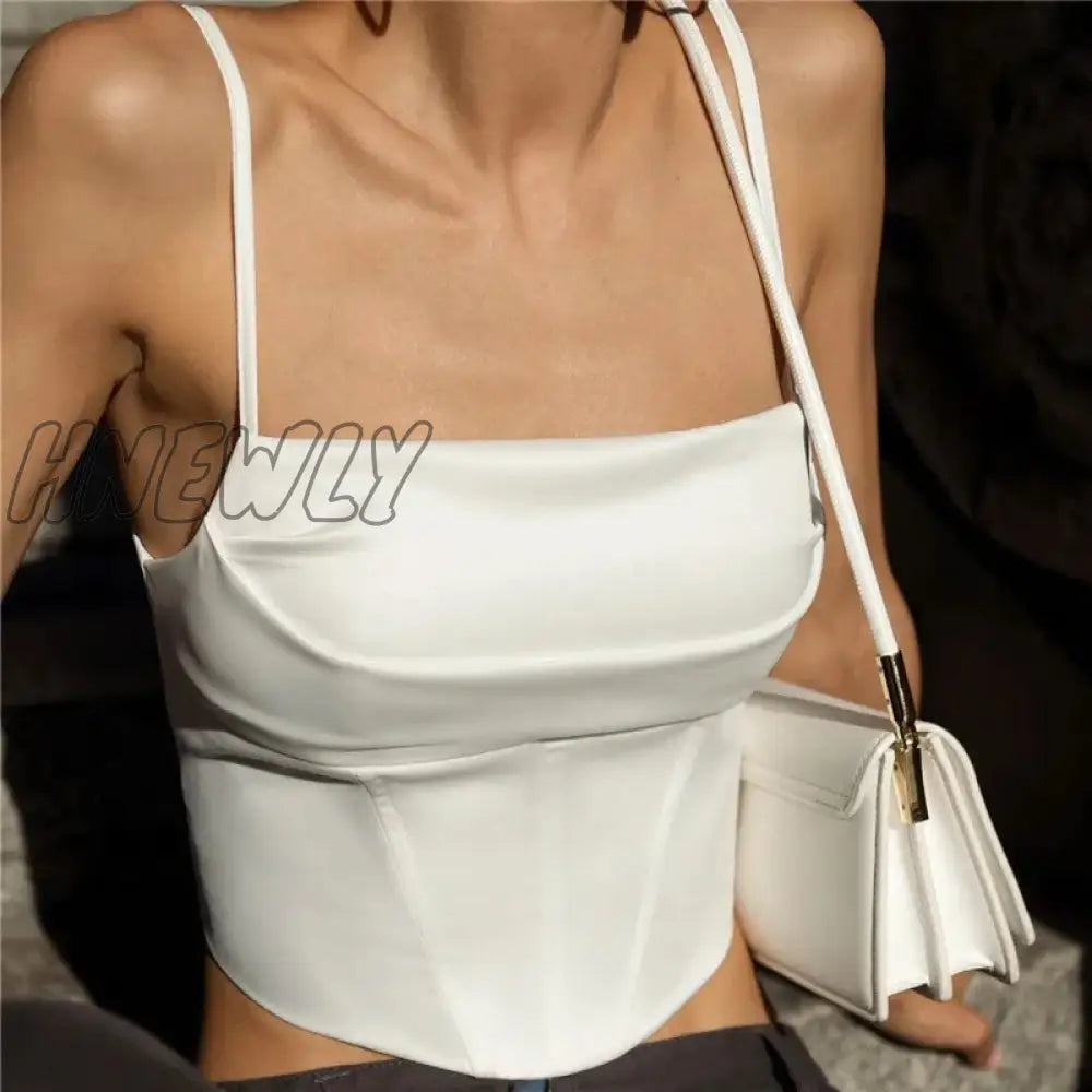 Hnewly Strap Tank Top Sexy Backless Bandage Skinny Crop Tops 2024 Summer Elegant Lace Up Party