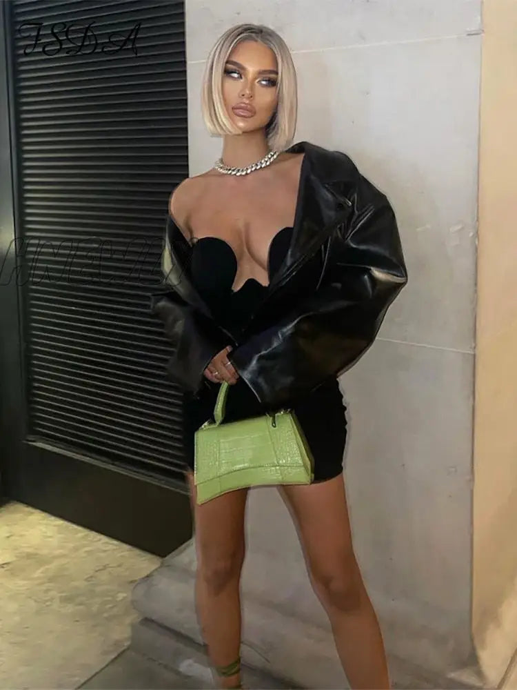 Hnewly Strapless Mini Bodycon Dress Women Black Summer Sexy Sleeveless Y2K Party Dresses Elegant
